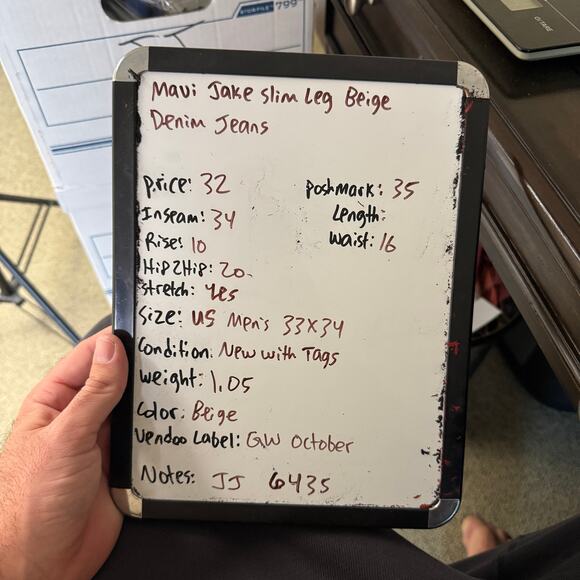 Mavi Jake Slim Leg Beige Denim Jeans US Men's 33x34 - Picture 9 of 9